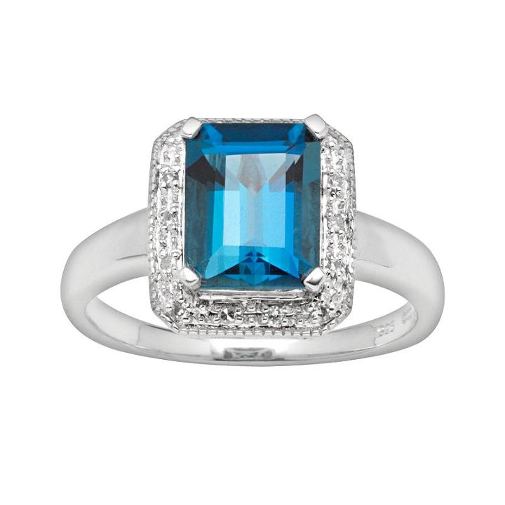 Sterling Silver London Blue Topaz & Diamond Accent Ring, Women's, Size: 6