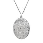Sterling Silver Diamond Accent Flower Oval Locket, Women's, Grey