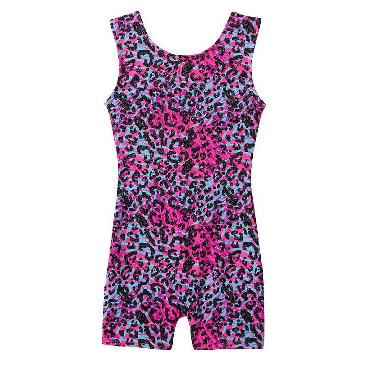 Girls 4-14 Jacques Moret Tiger Spots Biketard, Girl's, Size: Large, Blue