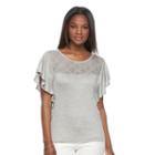 Women's Alex & Parker Lace-yoke Tee, Size: Xl, Light Grey