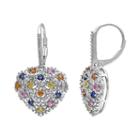 Sapphire & Diamond Accent Sterling Silver Heart Drop Earrings, Women's, Multicolor