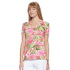 Women's Caribbean Joe V-neck Side-tie Top, Size: Medium, Ovrfl Oth