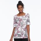 Women's Croft & Barrow&reg; Rolled Button-tab Top, Size: Medium, Pink