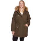 Plus Size Halitech Faux-fur Hooded Anorak Cotton Parka, Women's, Size: 2xl, Green