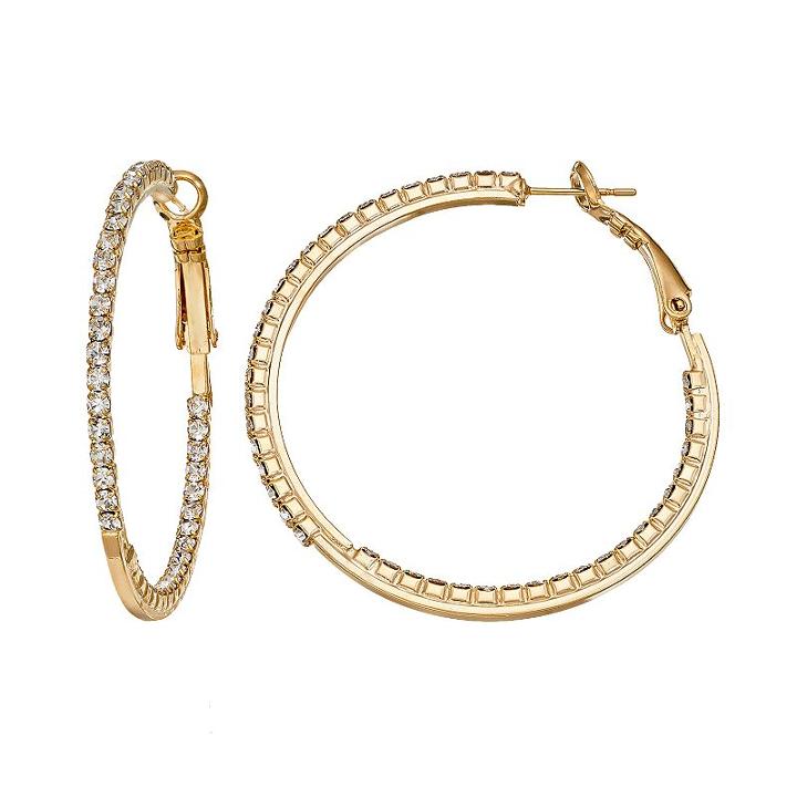 Duchess Of Dazzle Crystal 14k Gold-plated Inside-out Hoop Earrings, Women's, White