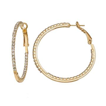Duchess Of Dazzle Crystal 14k Gold-plated Inside-out Hoop Earrings, Women's, White