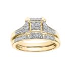 Lovemark 10k Gold 1/3 Carat T.w. Diamond Square Engagement Ring Set, Women's, Size: 6.50, White