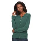 Women's Croft & Barrow&reg; Ribbed-trim Cardigan, Size: Xl, Green