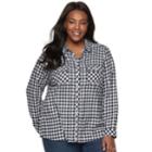 Plus Size Croft & Barrow&reg; Classic Soft Button-down Shirt, Women's, Size: 1xl, Blue