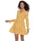 Juniors' Almost Famous Long Sleeve Peasant Dress, Teens, Size: Xl, Med Orange