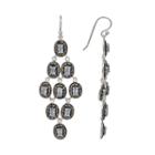 Le Vieux Marcasite And Glass Sterling Silver Chandelier Earrings - Made With Swarovski Marcasite, Women's, Blue