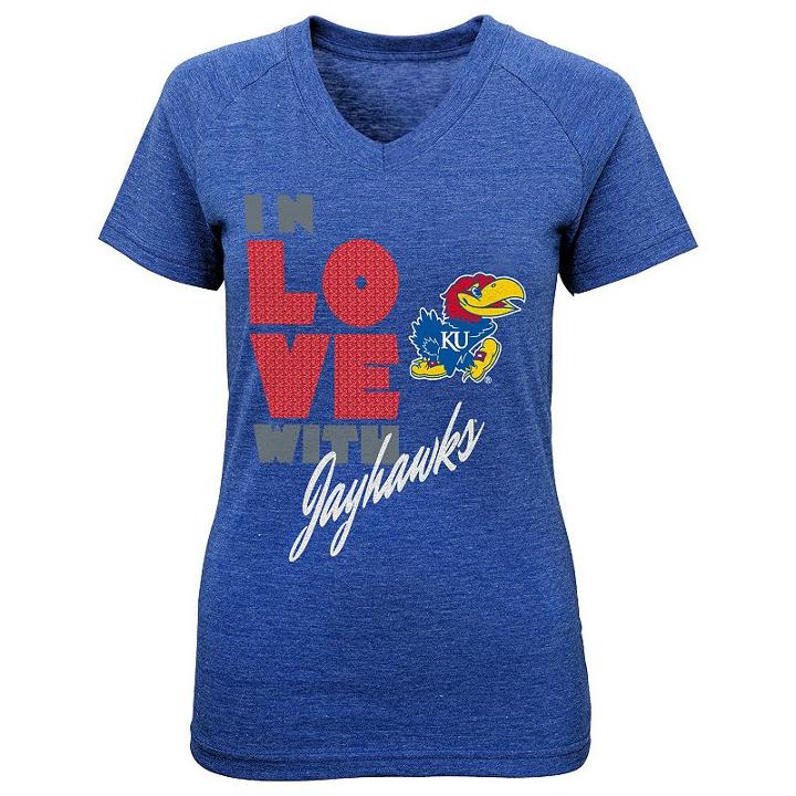 Girls 4-6x Kansas Jayhawks In Love Tee, Girl's, Size: M(5/6), Med Grey