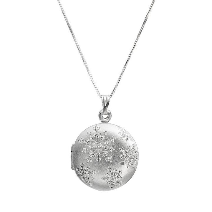 Sterling Silver Snowflake Locket, Women's, Size: 18, Grey