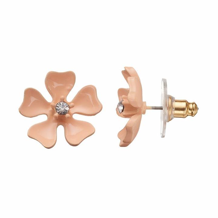 Peach Flower Stud Earrings, Women's, Pink Other