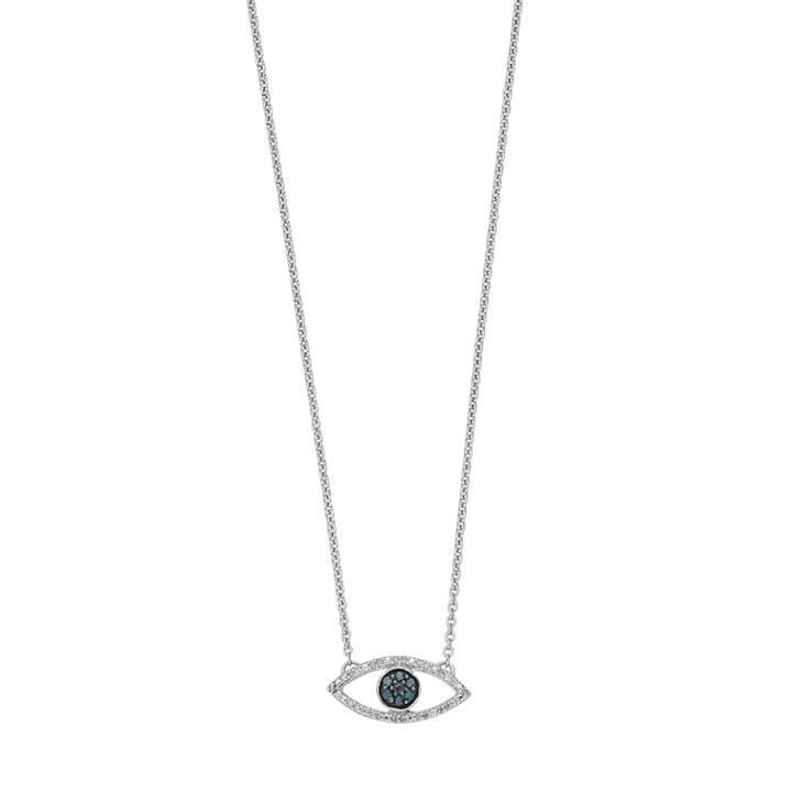 Sterling Silver Blue & White Diamond Accent Evil Eye Pendant Necklace, Women's, Size: 18