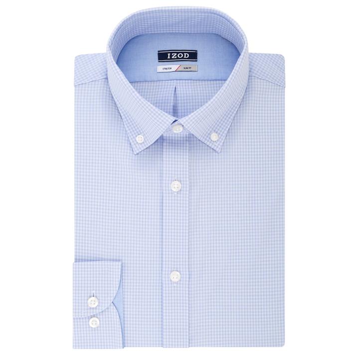 Men's Izod Slim-fit Button-down Collar Wrinkle-free Dress Shirt, Size: 15-32/33, Light Blue