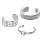 Mudd&reg; Glittery, Cutout & Solitaire Toe Ring Set, Women's, Silver