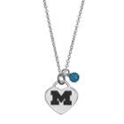 Fiora Sterling Silver Michigan Wolverines Heart Pendant Necklace, Women's, Size: 18, Blue