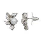 Simply Vera Vera Wang Nickel Free Faceted Stone & Simulated Pearl Cluster Stud Earrings, Women's, White