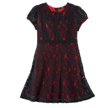 Disney D-signed Coco Girls 7-16 Lace A-line Dress, Size: Large, Dark Red