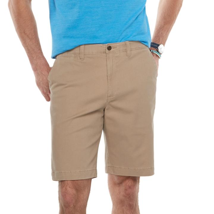 Big & Tall Sonoma Goods For Life&trade; Flexwear Modern-fit Stretch Flat-front Shorts, Men's, Size: 50, Beig/green (beig/khaki)