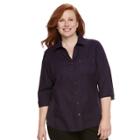 Plus Size Women's Croft & Barrow&reg; Knit-to-fit Shirt, Size: 3xl, Med Purple