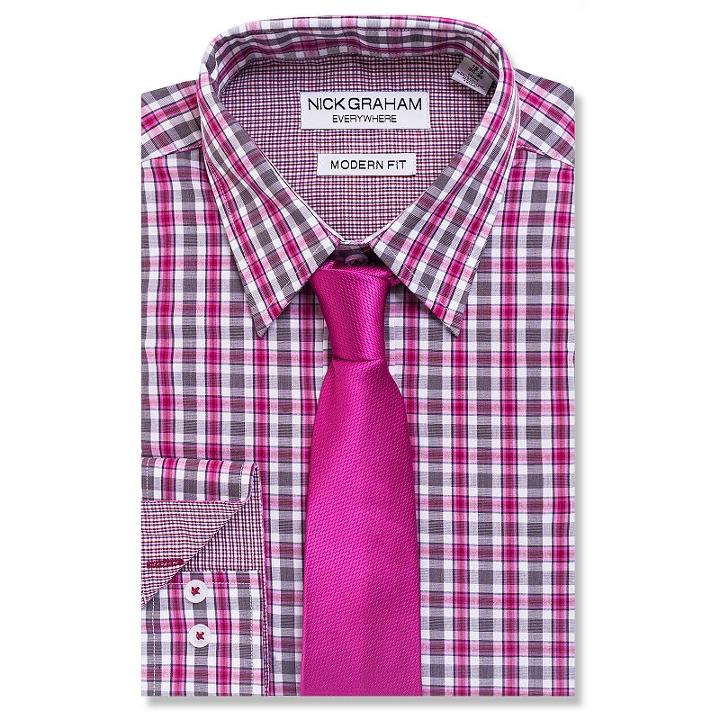 Men's Nick Graham Everywhere Modern-fit Dress Shirt And Tie Boxed Set, Size: 2x-36/37, Blue Other