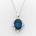 Sterling Silver London Blue Topaz And Lab-created White Sapphire Frame Pendant, Women's