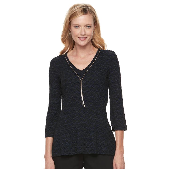 Women's Dana Buchman Jacquard Necklace Top, Size: Small, Med Blue