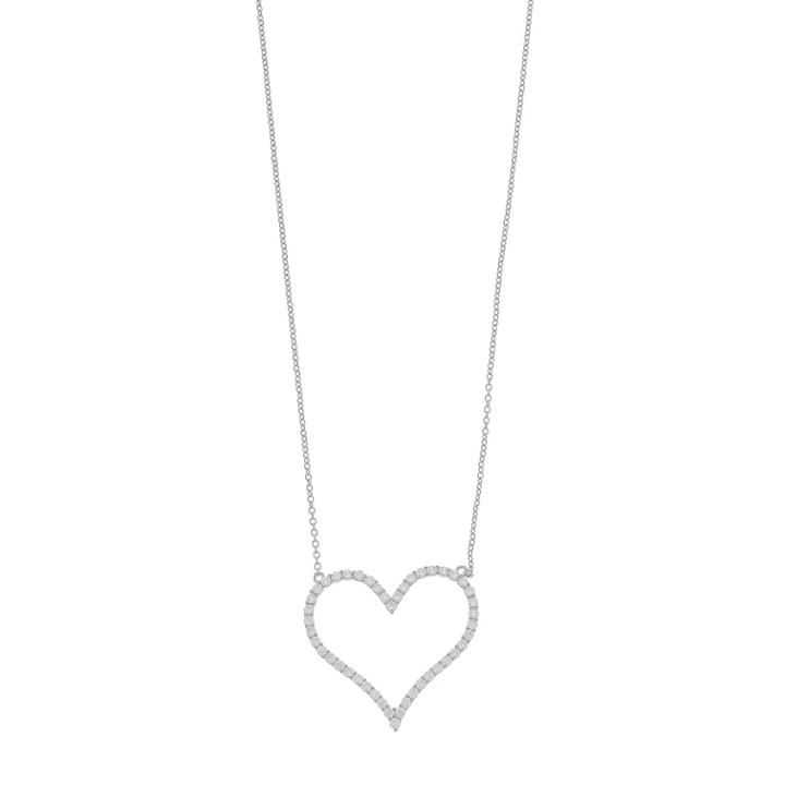 Cubic Zirconia Heart Pendant Necklace, Women's, White