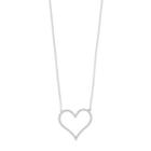 Cubic Zirconia Heart Pendant Necklace, Women's, White