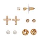 Lc Lauren Conrad Simulated Pearl Nickel Free Cross & Knot Stud Earring Set, Women's, White