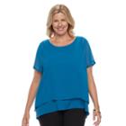 Plus Size Dana Buchman Split Back Layered Top, Women's, Size: 2xl, Med Blue