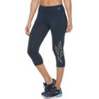 Women's Fila Sport&reg; Geometric Mesh Capri Leggings, Size: Xl, Blue (navy)