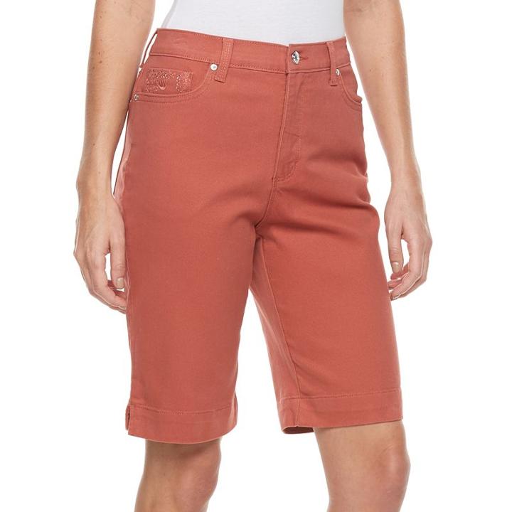 Women's Gloria Vanderbilt Amanda Bermuda Shorts, Size: 8, Med Orange