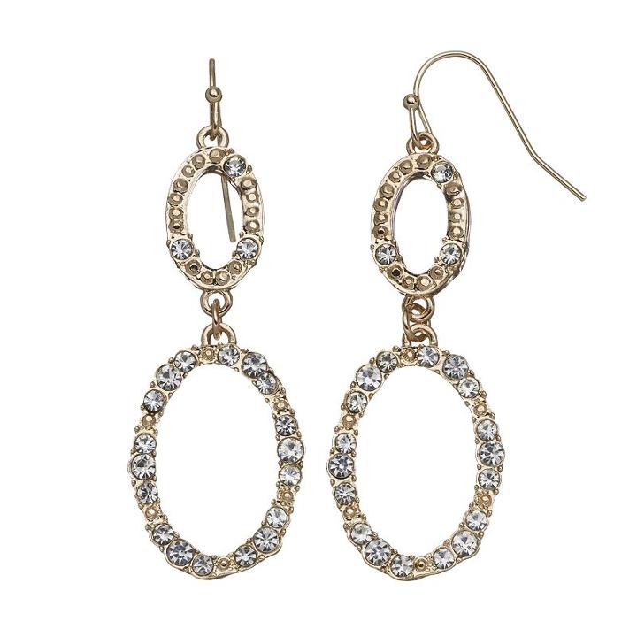 Jennifer Lopez Simulated Crystal Double Oval Drop Earrings, Women's, Gold