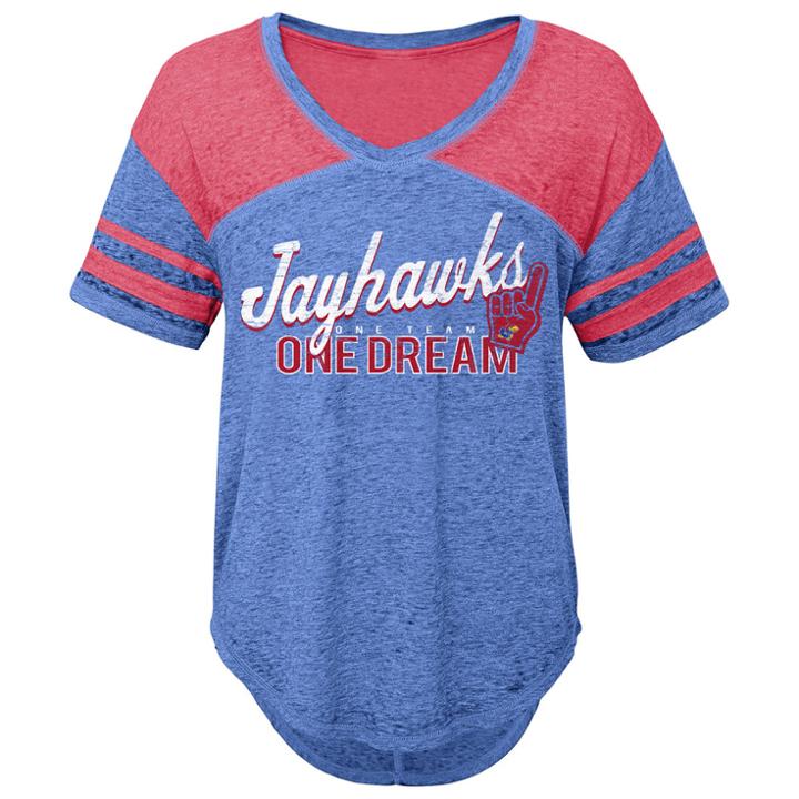Juniors' Kansas Jayhawks Football Tee, Women's, Size: Large, Blue Other