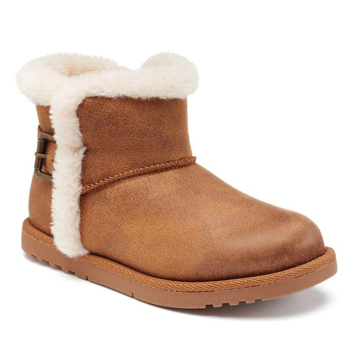 Sonoma Goods For Life&trade; Girls' Snowflake Harness Boots, Girl's, Size: 3, Dark Beige