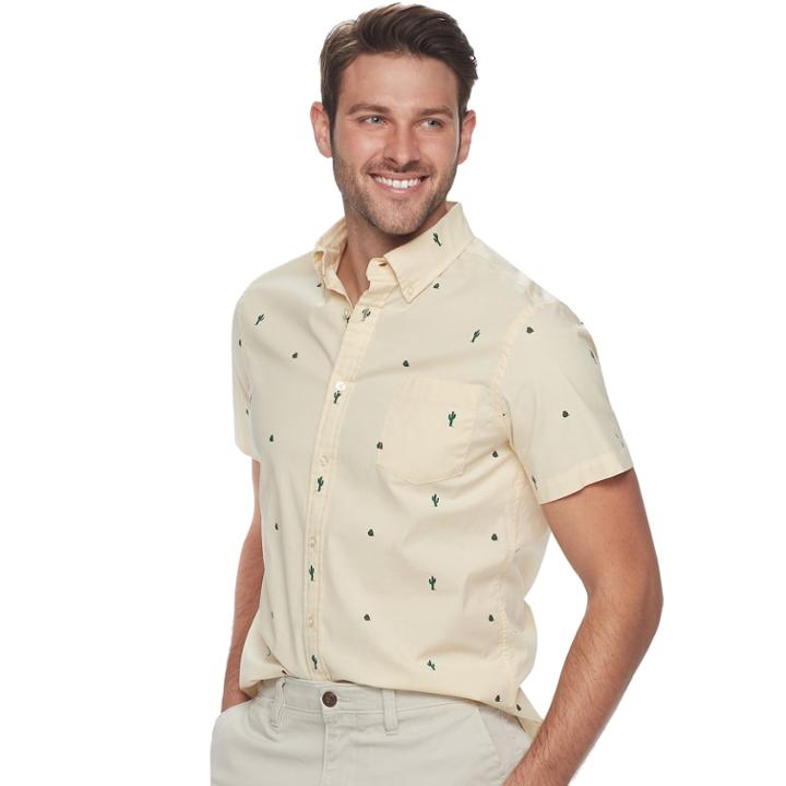 Men's Sonoma Goods For Life&trade; Slim-fit Poplin Button-down Shirt, Size: Xl, Med Yellow