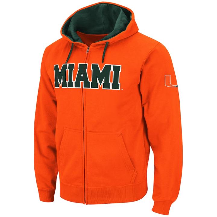 Men's Miami Hurricanes Fleece Hoodie, Size: Xxl, Drk Orange