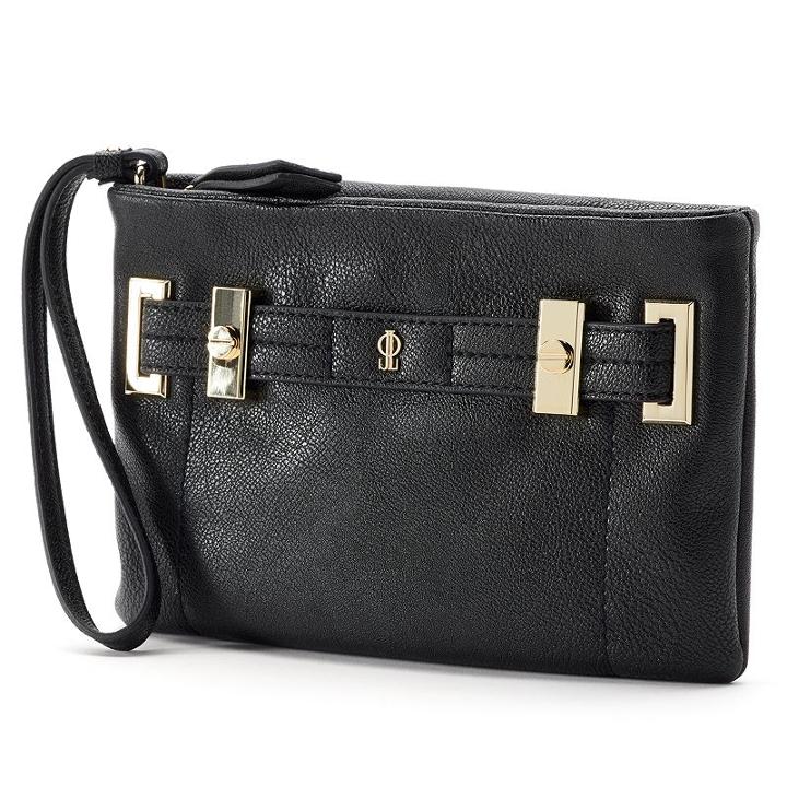 Jennifer Lopez Kylie Snakeskin Wristlet, Women's, Black
