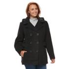 Plus Size D.e.t.a.i.l.s Faux-wool Double Breasted Peacoat, Women's, Size: 1xl, Black