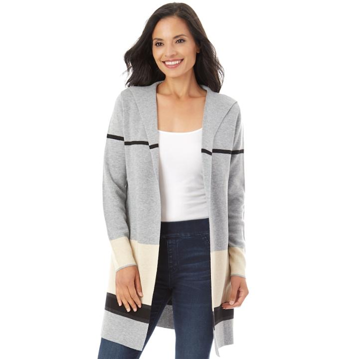 Women's Apt. 9® Car Coat Sweater, Size: Regular, Heather Gray