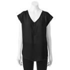 Juniors' My Michelle Lace Yoke Top, Teens, Size: Large, Black