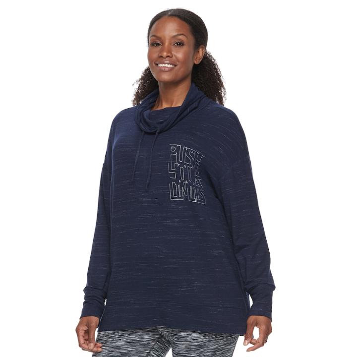 Plus Size Tek Gear&reg; Cowlneck Pullover Top, Women's, Size: 3xl, Dark Blue