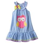 Baby Girl Nanette Seersucker Sleeveless Dress With Applique Detail, Size: 24 Months, Blue