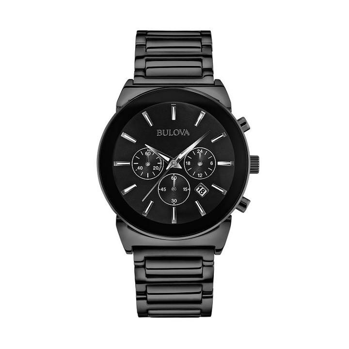 Bulova Men's Stainless Steel Chronograph Watch - 98b215, Black