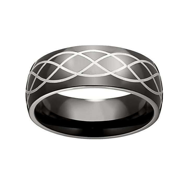 Black Ion-plated Stainless Steel And Stainless Steel Celtic Band - Men, Size: 12