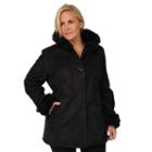 Plus Size Excelled Hooded Faux-suede Coat, Women's, Size: 2xl, Black