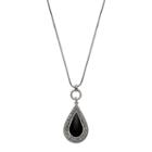 Black Long Filigree Teardrop Pendant Necklace, Women's